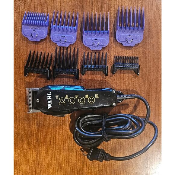 Wahl Taper 2000 Black , Andis Magnetic 4 Pc Comb Set & 4 Pc Clipper Guide Black - Picture 1 of 5